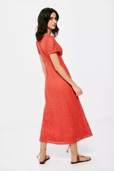 Springfield Vestido Largo Estampado Étnico, Red/Coral, S para Mujer :  : Moda